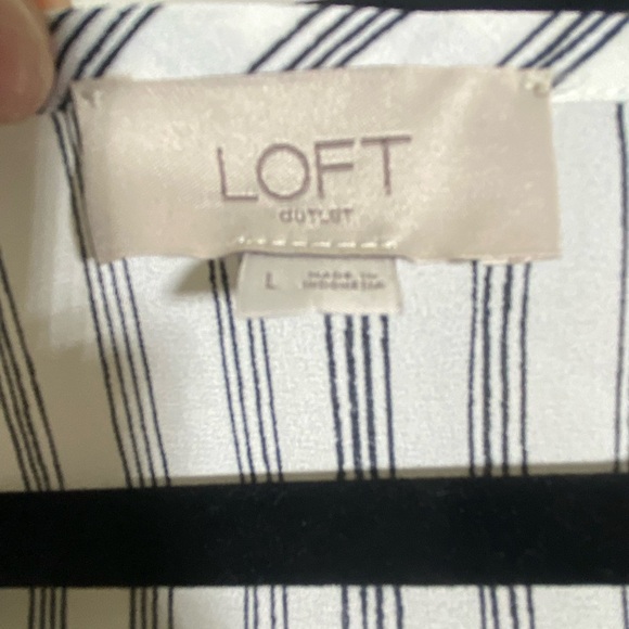 LOFT Women's Striped Long Sleeve Ruffle Hem Blouse - Picture 5 of 6